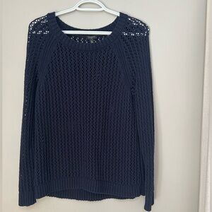 Talbots Blue Crew Neck Sweater with Chunky Knit SZ MP